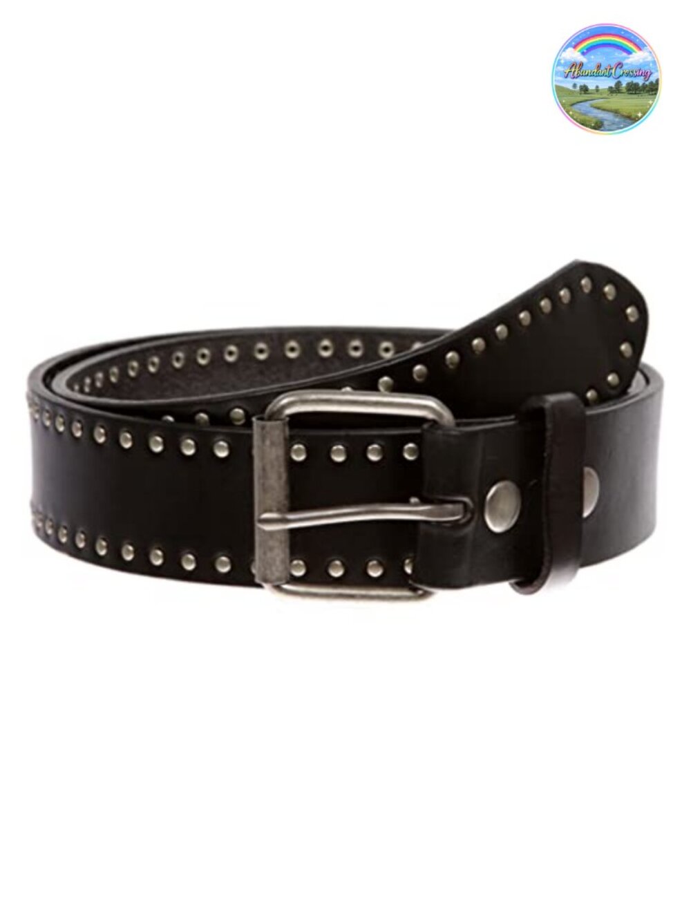 Genuine Leather Studded Belt Interchangeable Buckle